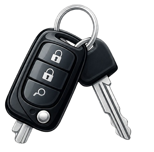 Car key replacement icon with remote key and metal key