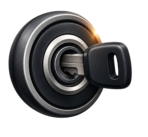 Car ignition repair icon with key turning in ignition