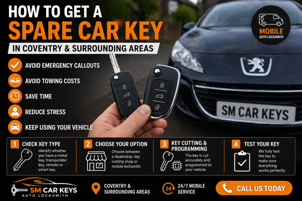 How to get a spare car key guide by mobile auto locksmith in Coventry and surrounding areas