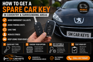How to get a spare car key guide by mobile auto locksmith in Coventry and surrounding areas